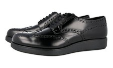 PRADA Platform Full Brogue Derby Dress Shoes 2EE198 Black NEW