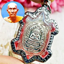 Turtle Sankajai JaoSua Millionaire Buddha Lp Liew Be2538 Alloy Thai Amulet 15753