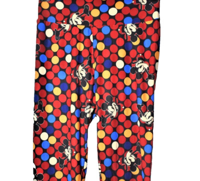 LuLaRoe Disney OS Leggings Mickey Mouse Polkadot Blue Red Orange