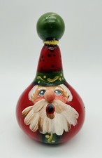 Hand Painted Rattle Gourd Signed Mary Susan Santa Claus