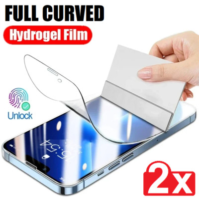 2X HYDROGEL DISPLAY PANZERFOLIE SCHUTZFOLIE IPHONE 16 15 14 13 12 FULL CURVED 