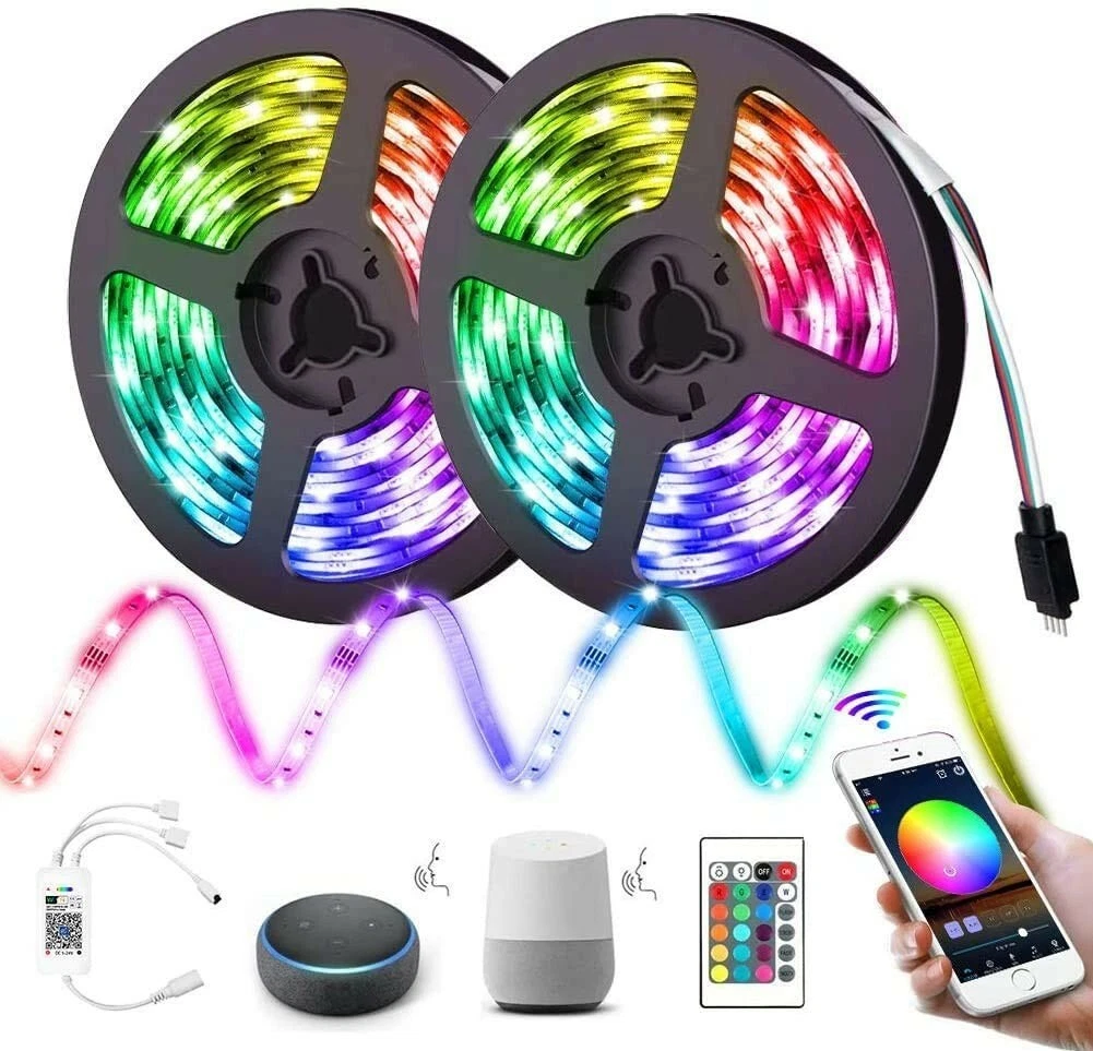 WiFi Flexible Backlight Smart LED Strip Lights with 32.8FT RGB Color Rope Light