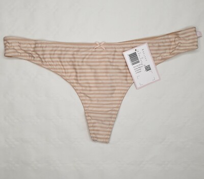 BeeDees New Day String Damen Tanga Beige Schwarz gestreift  NEU