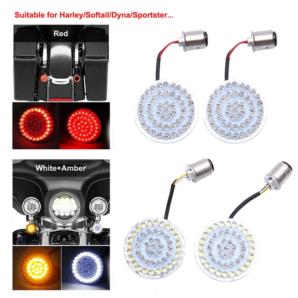 Insertos de luces de giro delanteras y traseras LED 1157 2" aptos para Harley Road Glide Foto 3 de 4