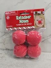 4 Red Sponge Foam Ball Rudolph Reindeer Clown Nose Circus Costume Cosplay NEW