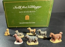 Vintage Folk Art Accessories Meadowbrook Farm #30010510 Cat & Six Dogs