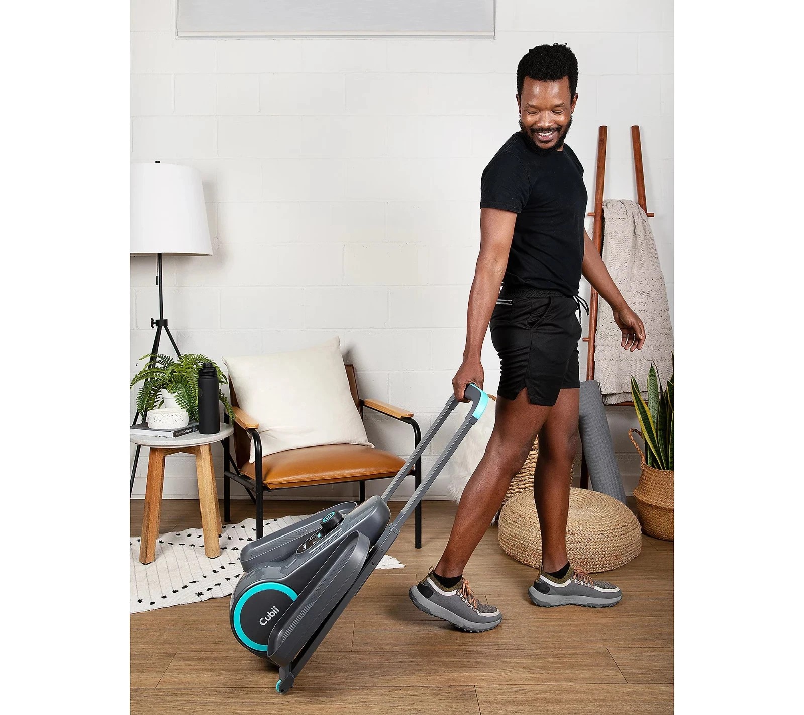 Cubii Go Seated Elliptical w/ Wheels Handle & Mat AQUA COLOR - FREE SHIPPING