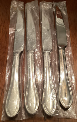 Isaac Mizrahi Live BEAD Set of 4 Solid Steak Knives Unused Stainless Flatware