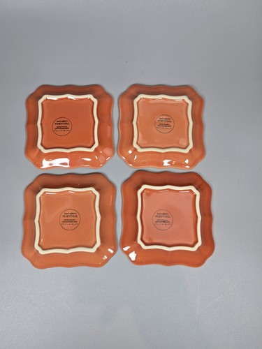 SET OF 4 Pottery Barn Cambria Persimmon 5" Square Tidbit Appetizer Plates - Picture 3 of 5
