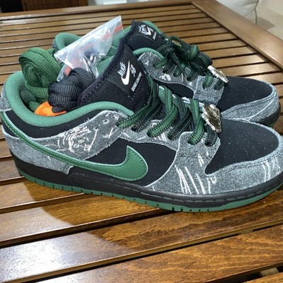 Nike SB DUNK Low QS BLACK-GORGE GREEN THERE SKATEBOARDS SZ Us 8 Uk 7 DS BNIB