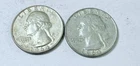 LOT O 2 WASHINGTON SILVER QUARTERS 90% SILVER CIRCULATED COINS FREE SHIP #9050