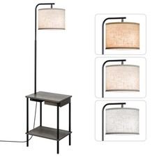 Floor Lamp with Table Drawers, End Table Lamp with USB Charging Portt Power ...