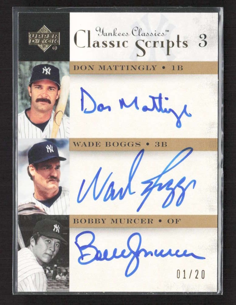 2004 Upper Deck Yankees Classics Mattingly/Boggs/Murcer Triple Auto /20 TV7933
