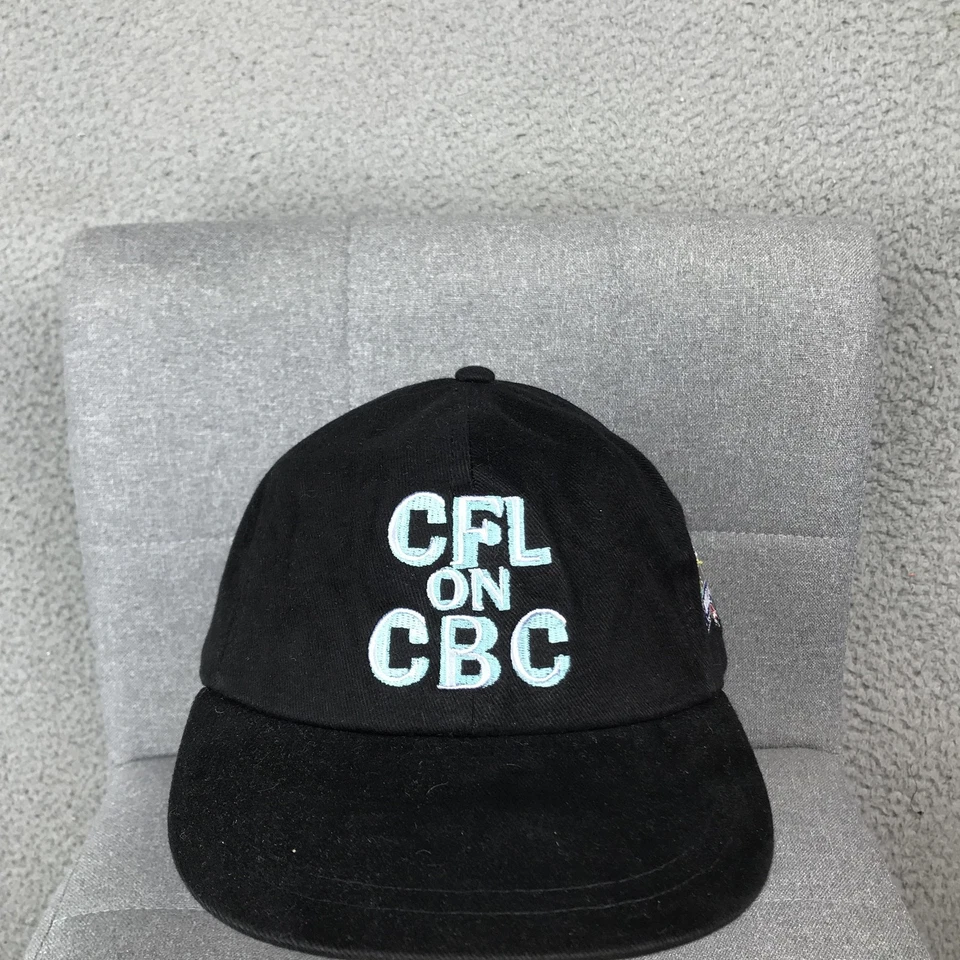 Boné vintage CFL chapéu alça traseira masculino preto futebol cinza copo Winnipeg CBC 90s - Imagem 2 de 4