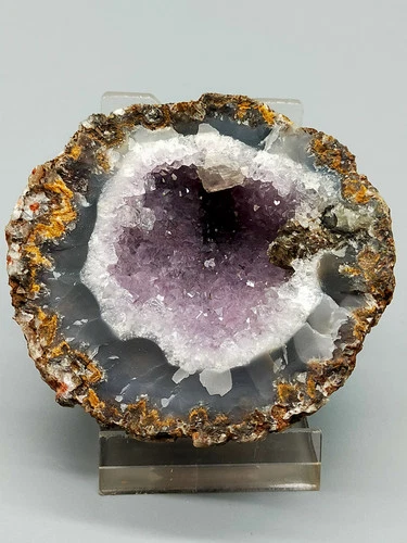 Impressive Amethyst Geode Natural Crystal with Calcite Inclusion