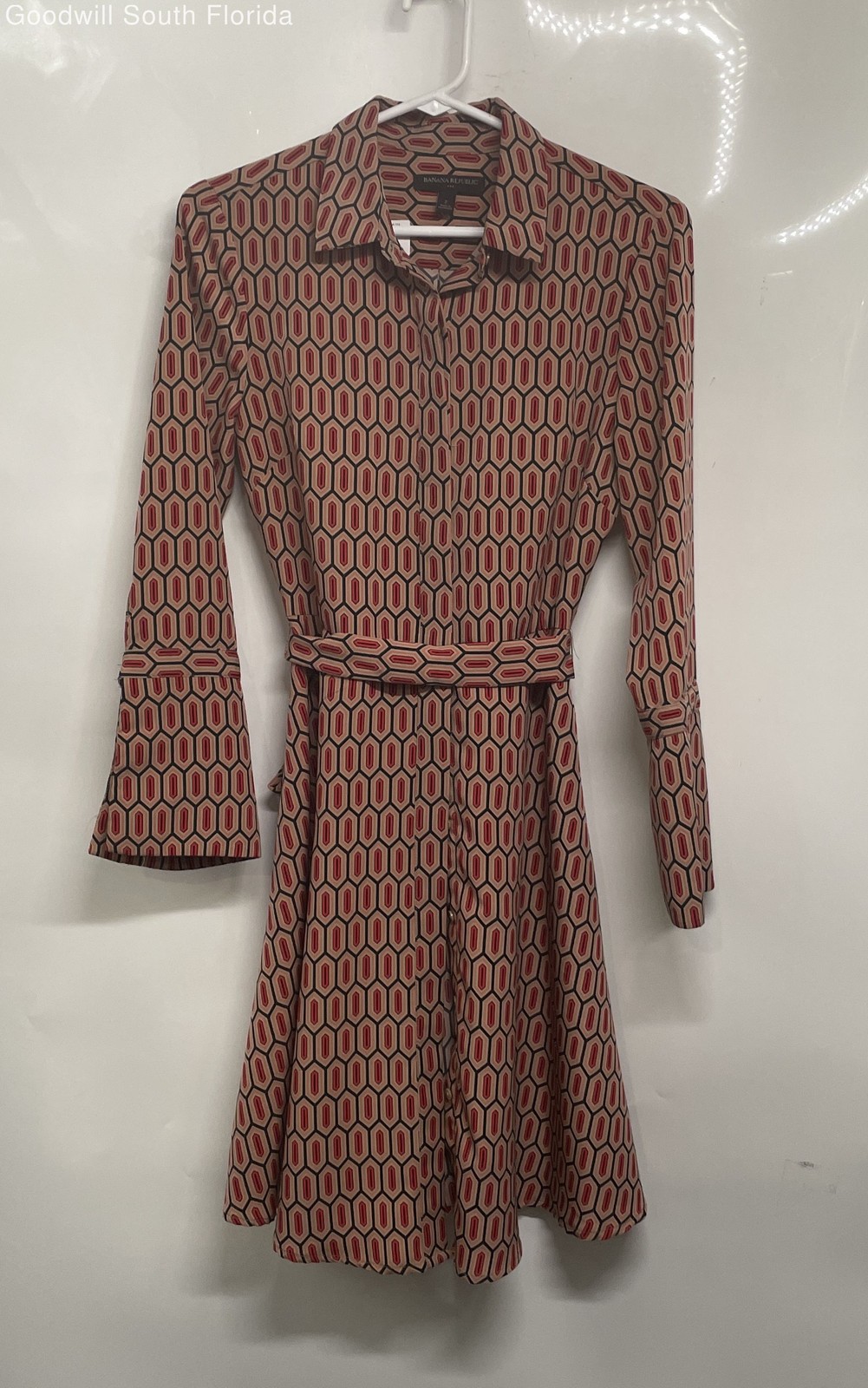 Banana Republic Womens Multicolor Geometric Print Collared Shirt Dress Size 2