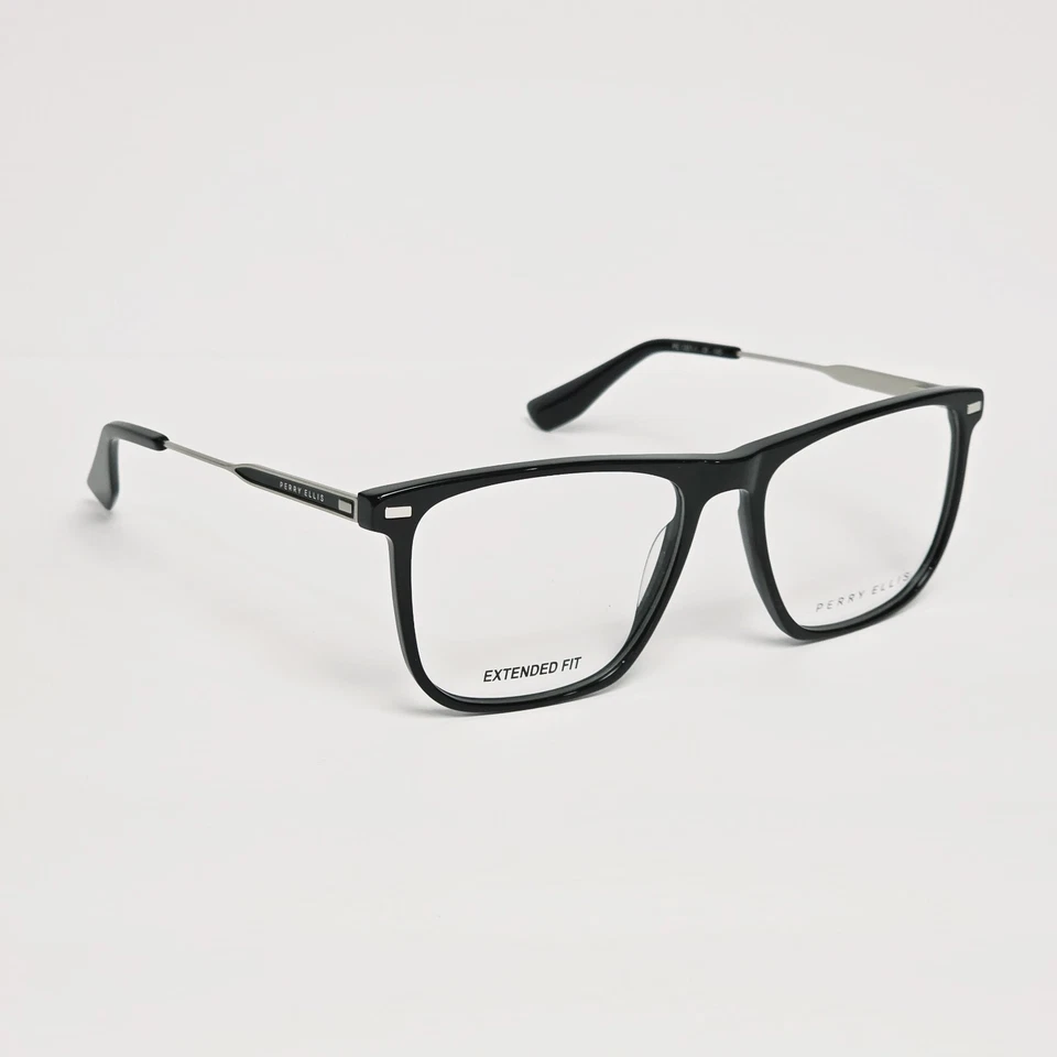 Gafas grandes rectangulares para hombre Perry Ellis PE 1351-1 en negro/plateado | 57 mm Foto 3 de 4