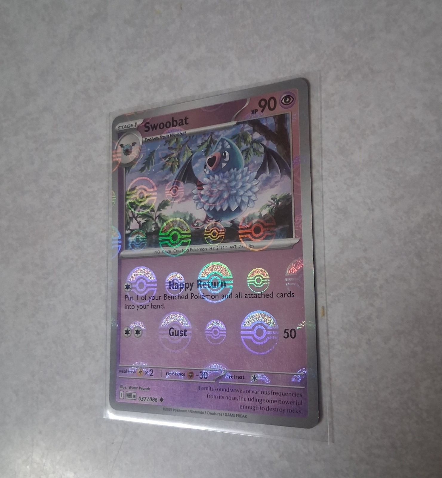 Swoobat - 037/086 - Poke Ball Pattern - White Flare - Pokemon TCG - NM - HOLO