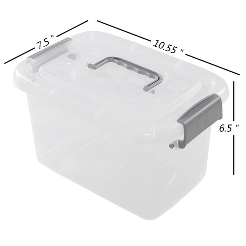 5 L Plastic Lidded Storage Bin, 6 Pack Clear Latch Container Box with Handle - Picture 2 of 8