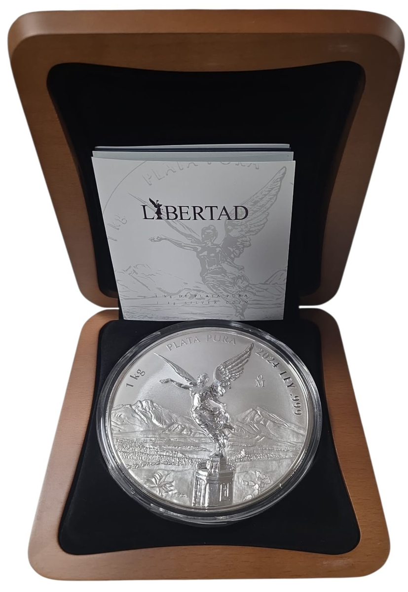 2024 Mexico 1 Kilo Reverse Proof Libertad BU Silver Coin-In