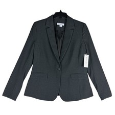 Liz Claiborne Womens Charcoal Heather One Button Blazer Jacket Size 6 NWT