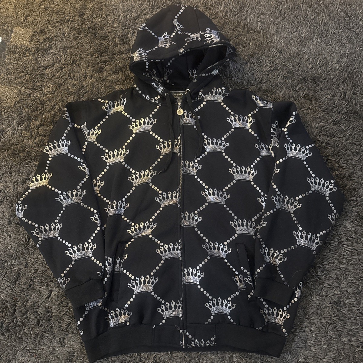 Kanji Zip Up Hoodie Sweater Jesse Pinkman Vintage King Crown Black