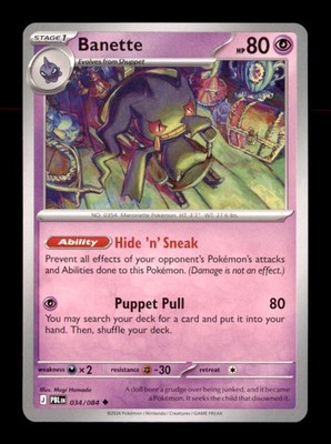 Banette 034/084 Uncommon Pitch Black Pokemon Near Mint
