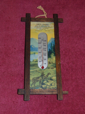 VINTAGE ADVERTISING THERMOMETER: ''GEORGE HUSS GENERAL REPAIRING'' OGDEN, UTAH