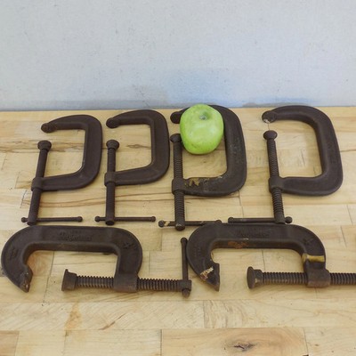 Vintage Iron C-clamp 6 Lot 4'' 5'' Jorgensen Adjustable Brink & Cotton