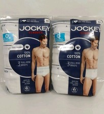 2 Pks. of 3 6 pr. Jockey Men's Classic Full Rise Cotton Brief White Sz. 44 NWT
