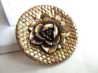 Vintage brass Rose design single button 2" in dia.