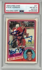 1984 O-PEE-CHEE #67 Steve Yzerman Rookie Card PSA 8 Auto 9 with HOF Inscription