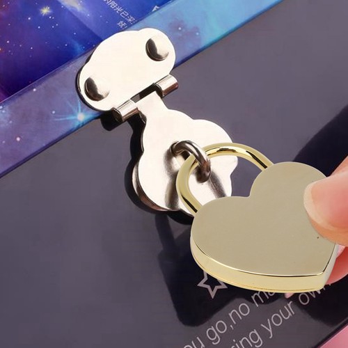 1 Set Heart Lock Metal Padlock Craft With Key 45x59mm(Imitation Gold) - Picture 8 of 22