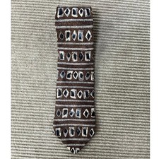 CC Casuals Vintage Mens Brown Geometric Italian Silk Necktie Made in USA 90s MCM