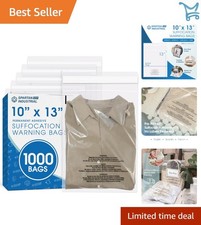 10x13 Clear Poly Bags 1000 Count Self Seal Packaging Shipping Storage