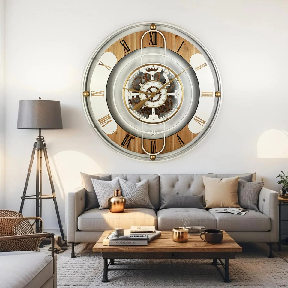 Часы Gears ШВЕЙЦАРИЯ ЛИНИЯ НАСТЕННЫЕ ЧАСЫ КРУГЛЫЙ 36 ДЮЙМОВ БЕЛЫЙ - Изображение 3 из 4