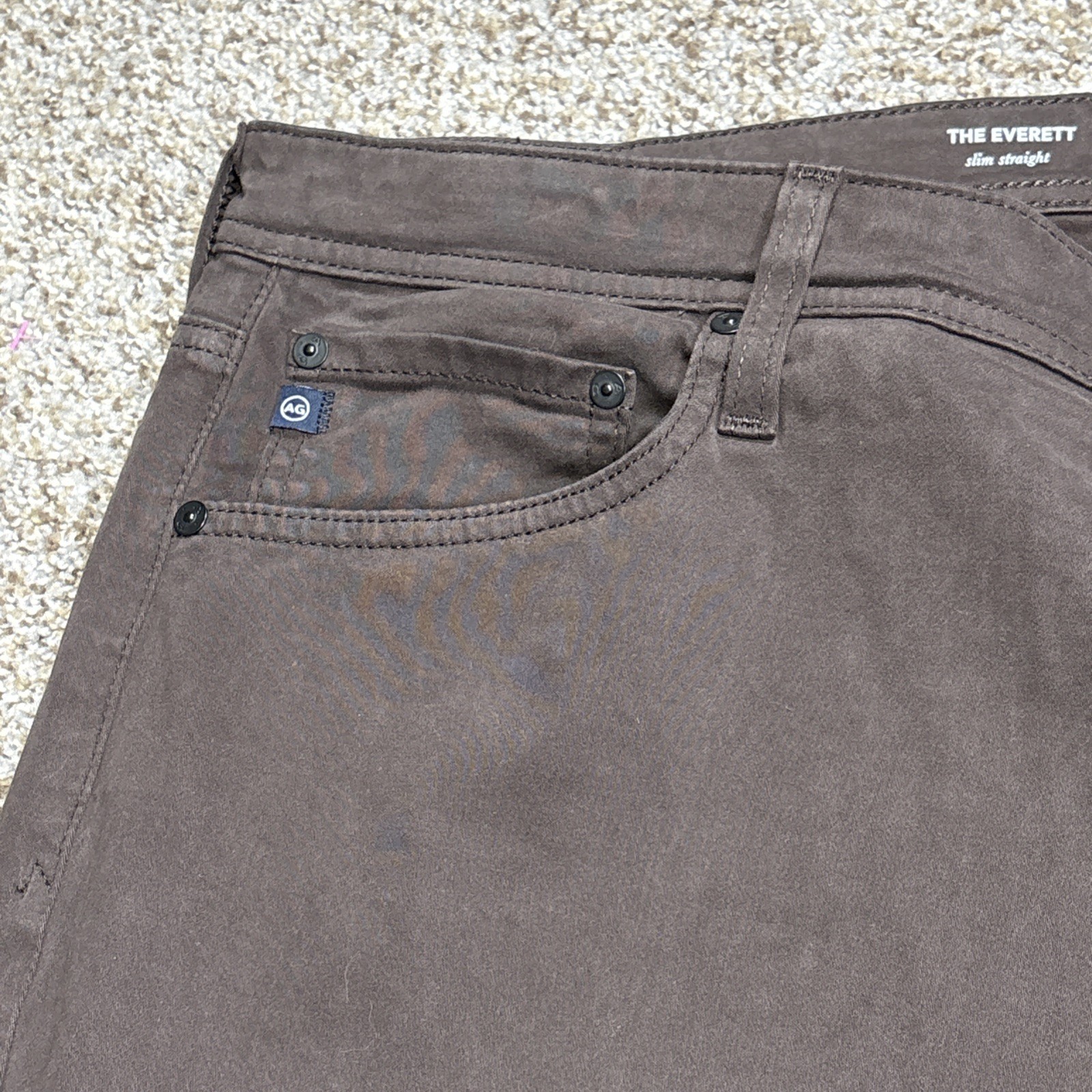 AG Adriano Goldschmied Everett Slim Straight Brown Pants Mens 38x34 Fits 38 X 35 - View 3