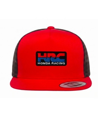 NEW KUSTOM HATZ HONDA RACING V2 PATCH TRUCKER SNAPBACK HAT RED / BLACK LIMITED