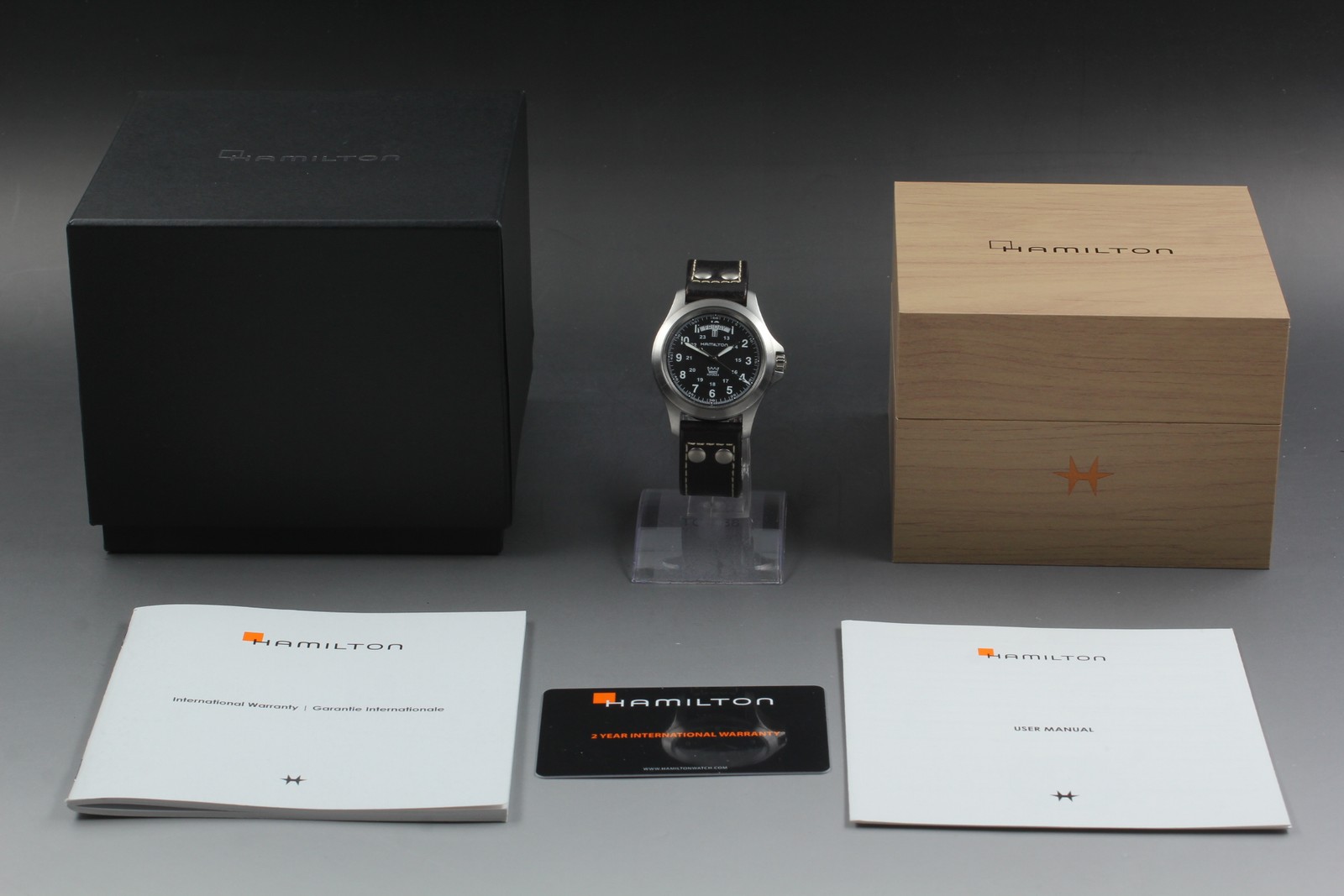 [N MINT w/ Box Paper] Hamilton Khaki Field H644510 Black Dial Men's Quartz Watch image 4