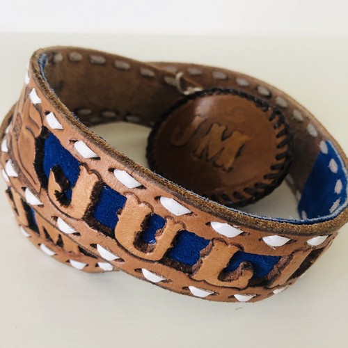 Vtg Leather Hand Tooled Western Belt Name Julie Hippie Cowgirl Size 33 Floral - Picture 15 of 15