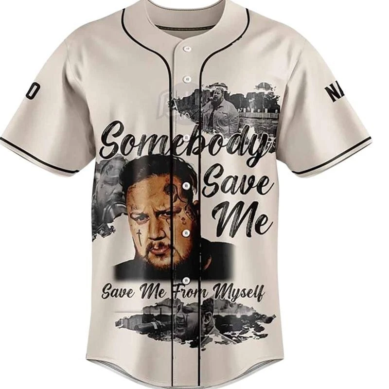 Custom Jelly Roll Somebody Save Me Personalized Baseball Jersey Shirt