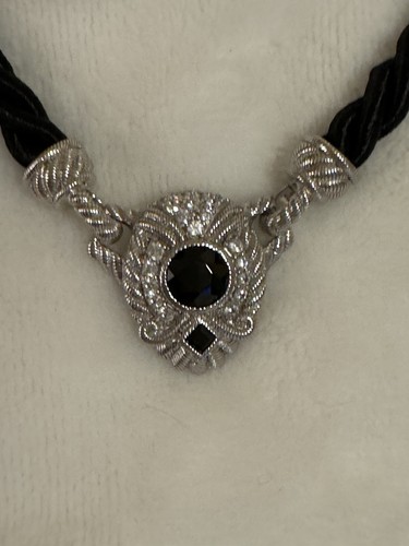 Judith Ripka schwarze Kordelkette, Sterlingsilber, Onyx, Zirkonia - NEU! - Bild 2 von 9