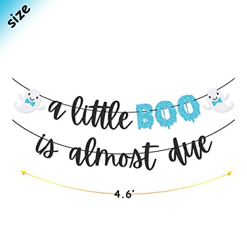 Blue Black A Little Boo is Almost Due Banner Garland for Halloween Boy Baby - Picture 4 of 5