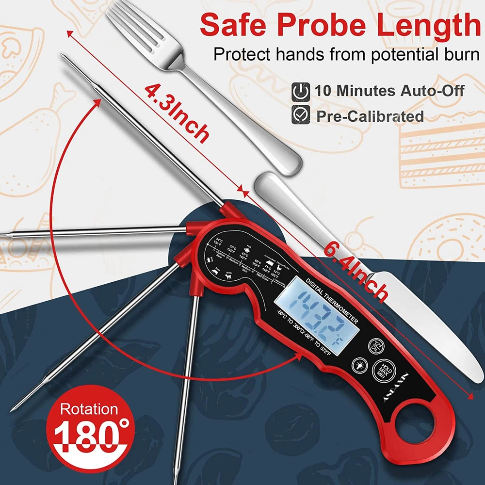 Meat Thermometer Digital for Grilling and Cooking -  Waterproof Ultra-Fast Insta