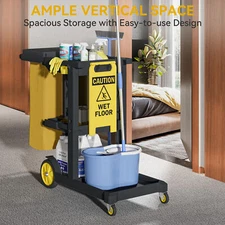 HOMIFLEX 3-Shelf Cleaning Cart Commercial Traditional Janitorial Cart w/PVC Bag