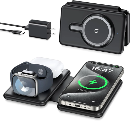 Wireless Charger for Iphione: 3 in 1 Foldable Charging Station Compatible for Ip - 第 1/12 張圖片