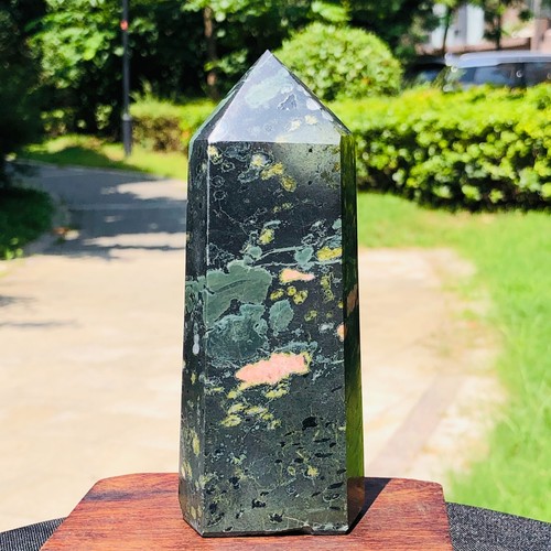 1.27LB Natural Lotus Jasper Quartz Crystal Obelisk Energy Column Healing - Foto 2 di 12