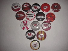 15 Kansas city Chiefs mix buttons flat backs or pin badges cabochons magnets