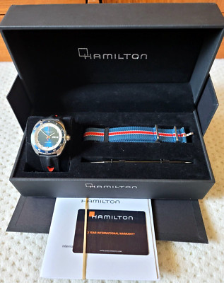 NIB Hamilton Pan Europ Day-Date Blue Automatic Men's Watch H35405741, 42mm