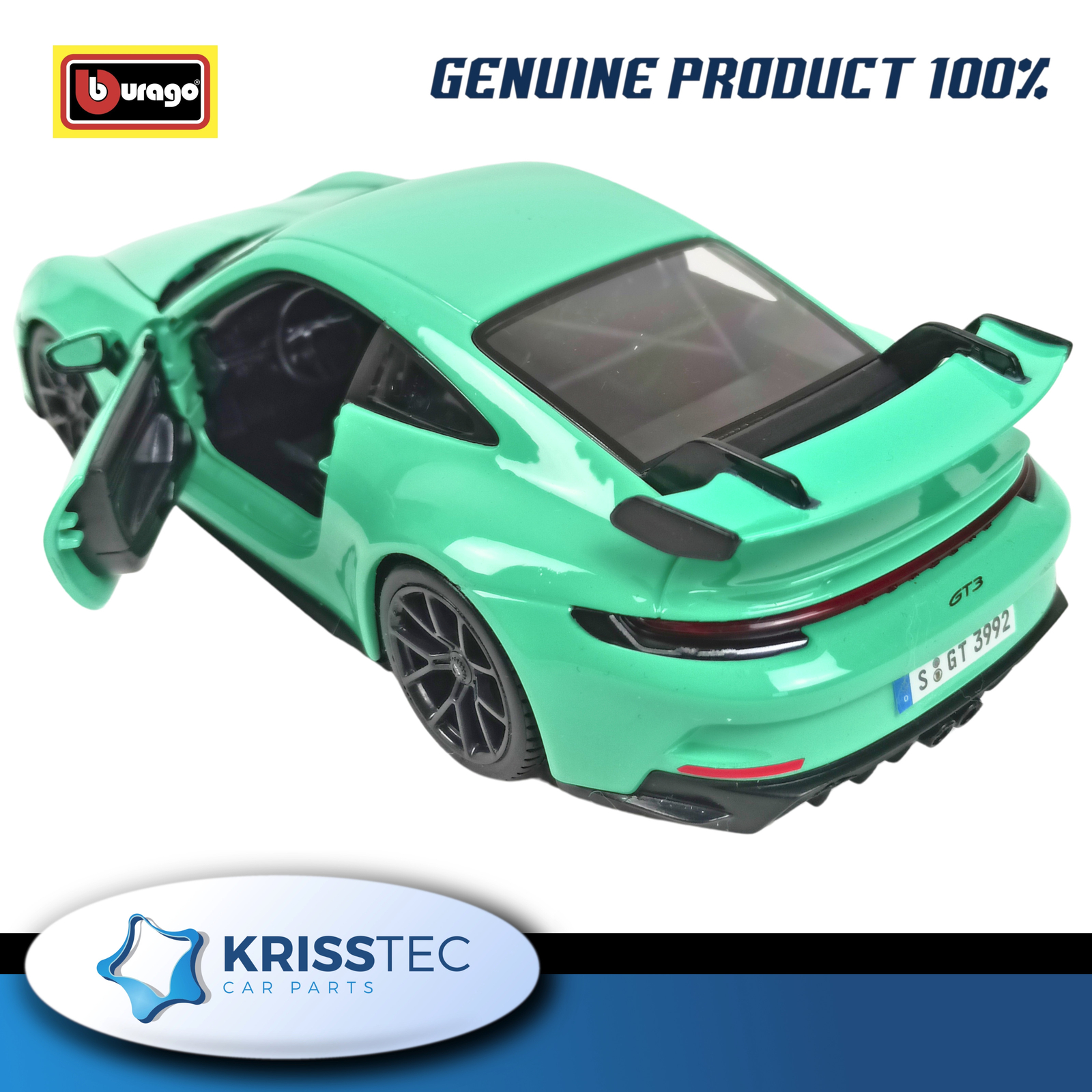 New Porsche 911 GT3 - 1:24 Mint Green 18-21104 Bburago Genuine diecast